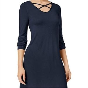 NEW Ultra flirt vintage wash navy blue dress sz L